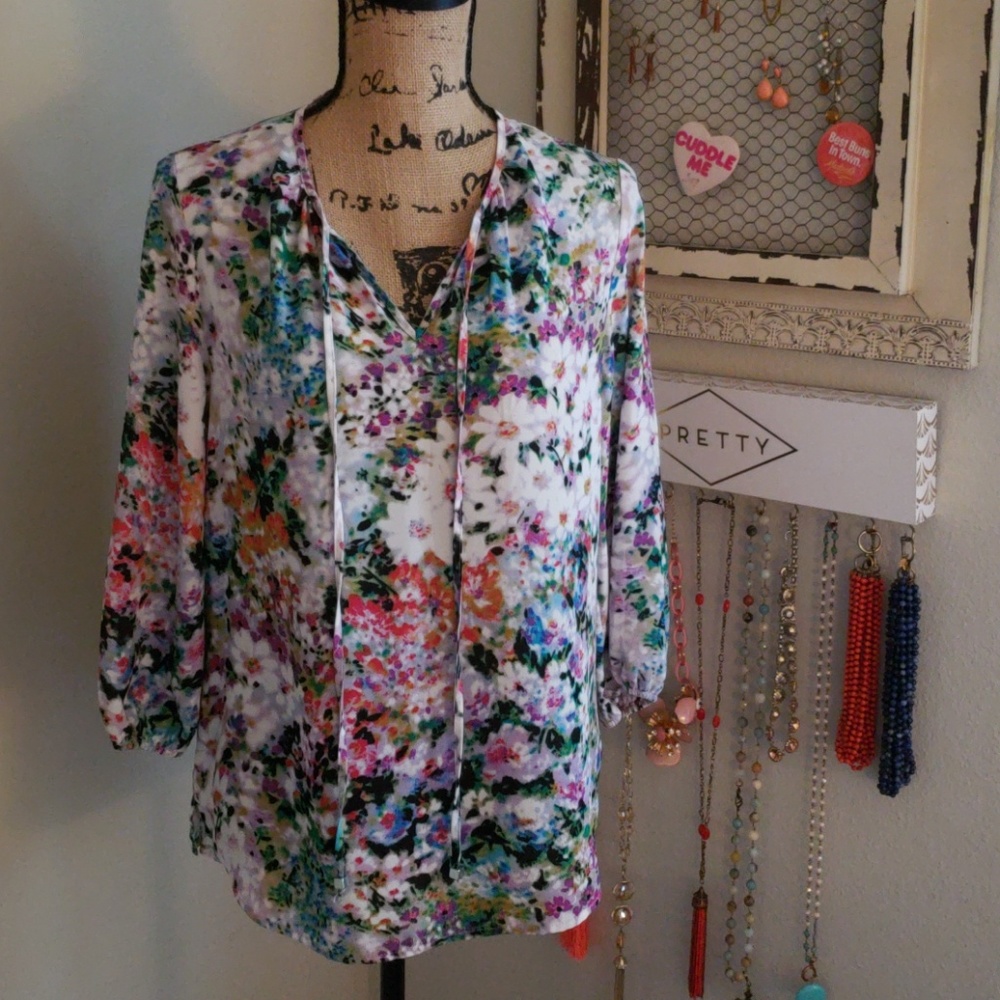 Floral work blouse